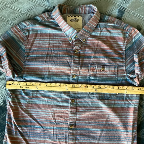 Vans Off the Wall collared striped button-up short sleeve shirt sz L - Picture 2 of 10